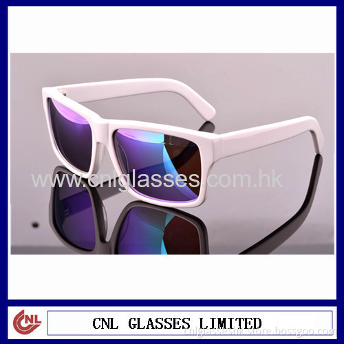 Custom Solid White Sunglasses With Purple Lenses